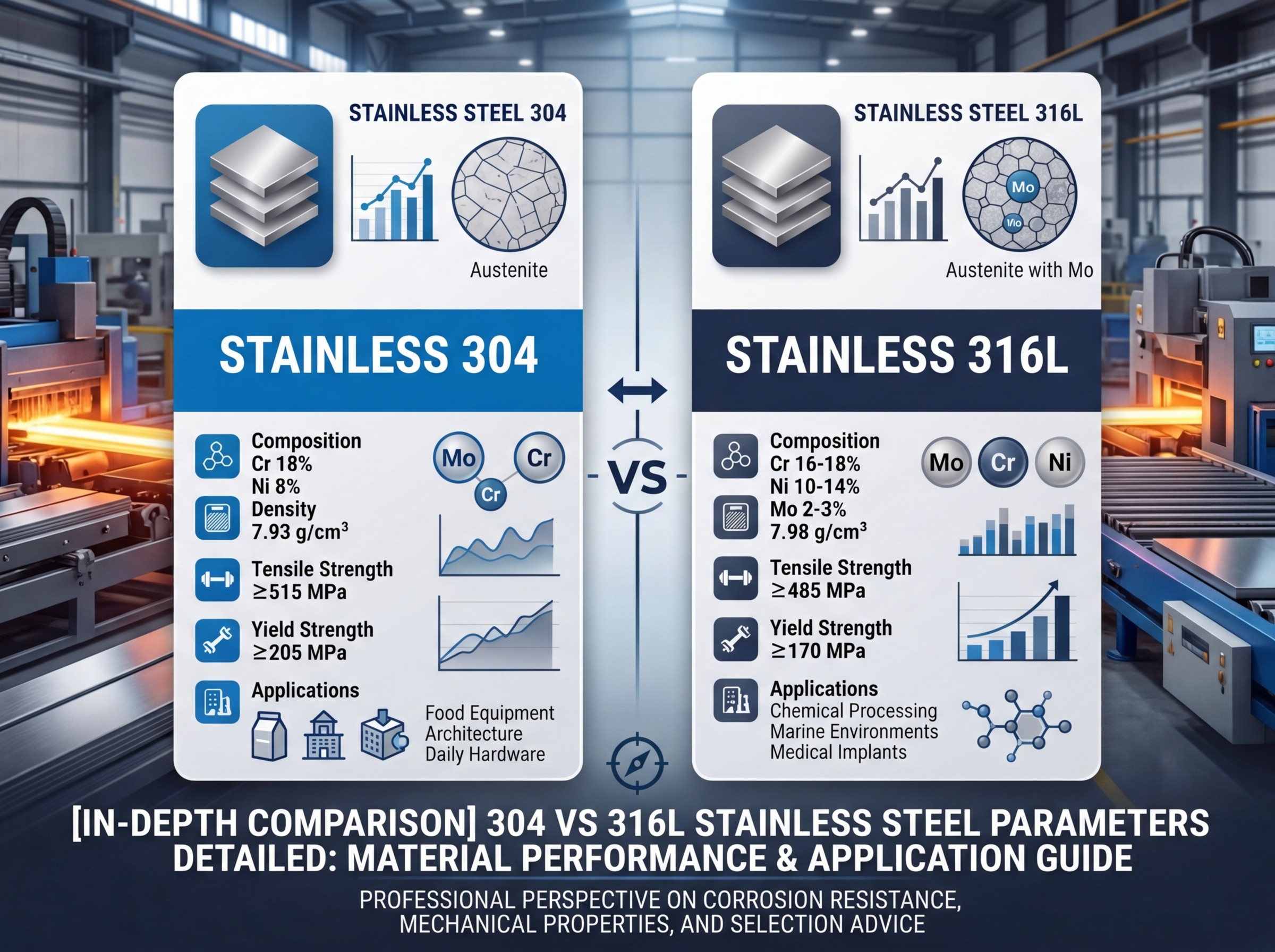 Stainless Steel 304 vs 316L: Key Parameters for Sanitary Applications